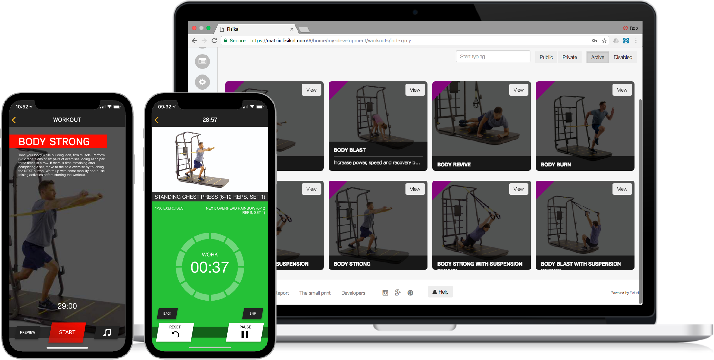 Matrix Home Fitness web and mobile app